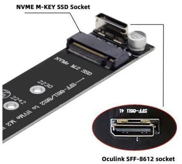Alt view image 3 of 3 - Adapter for Mainboard Oculink SFF-8612 SFF-8611 to NVME PCIe SSD 2280 22110mm M.2 Kit NGFF M-Key to