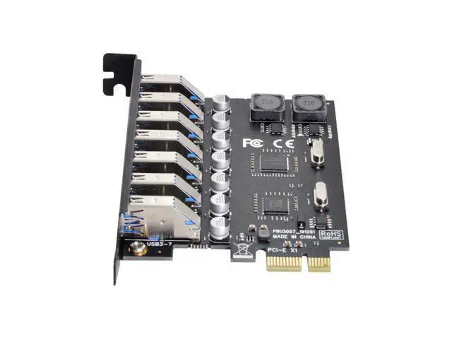 Alt view image 2 of 3 - 7 Ports PCI-E to USB 3.0 HUB PCI Express Expansion Card Adapter 5Gbps for Motherboard