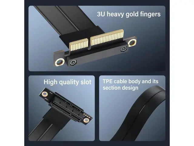 Alt view image 6 of 7 - PCIe 3.0 X4 Extension Cable 90 Degree PCI-E 4X Male to Female Riser Cable 20CM (90 Degree)