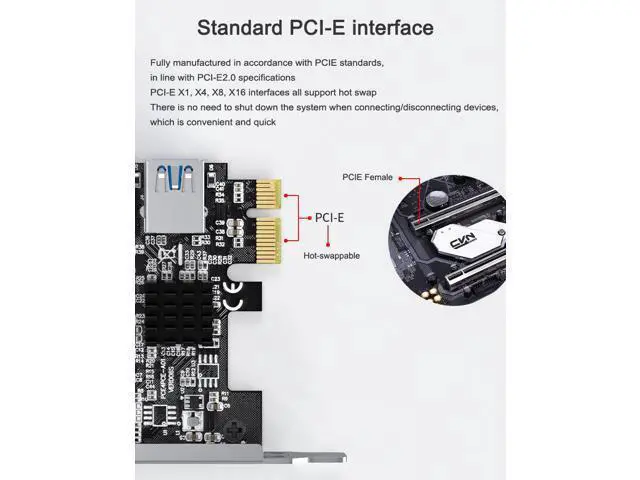 Alt view image 7 of 7 - PCI-e to 4 Ports USB 3.0 Adapter PCIe 1 to 4 PCI Express Riser Card PCI-E 1X 4X 6X 8X 16X Slots to External 4 PCI-e slot Adapter PCIe Port Multiplier Card for Bitcoin Miner