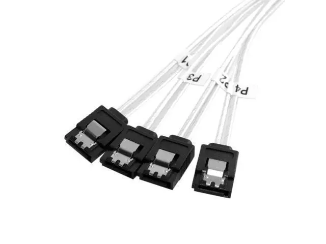 Alt view image 5 of 6 - Cablecc Slim Line SAS 4.0 SFF-8654 4i 38pin Host to 4 SATA 7pin Target Hard Disk Fanout Raid Cable 50cm