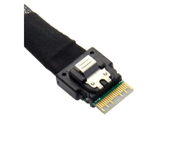 Alt view image 4 of 6 - Cablecc Slim Line SAS 4.0 SFF-8654 4i 38pin Host to 4 SATA 7pin Target Hard Disk Fanout Raid Cable 50cm