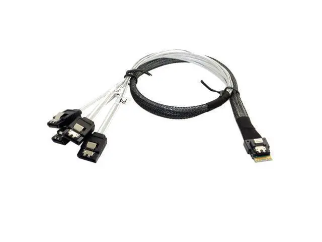 Alt view image 6 of 6 - Cablecc Slim Line SAS 4.0 SFF-8654 4i 38pin Host to 4 SATA 7pin Target Hard Disk Fanout Raid Cable 50cm