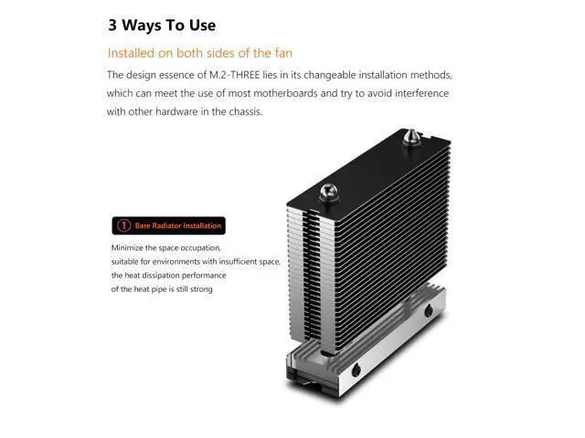 Alt view image 3 of 7 - M.2-THREE M2 2280 Solid State Hard Disk Heat Sink with 6010 Fan SSD Radiator PCI-E 4.0/5.0 Aluminum Heatsink Cooling Thermal Pad