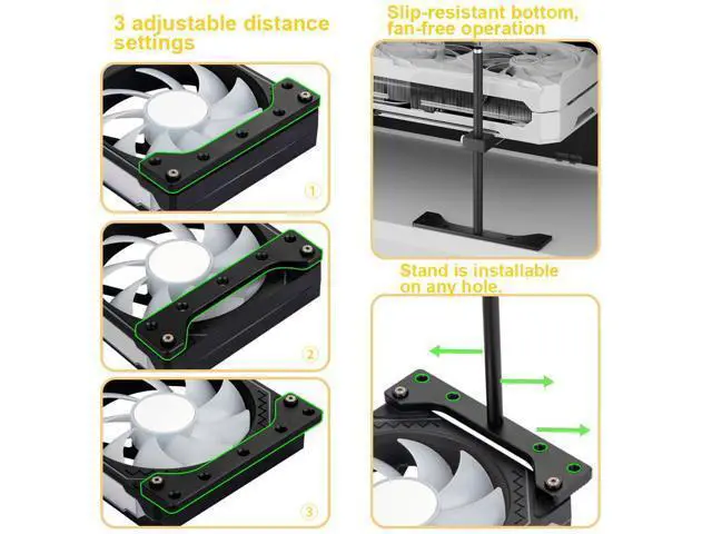 Alt view image 3 of 5 - GPU Support Bracket, GPU Holder Stand, Adjustable GPU Sag Bracket Graphics Card Support for 12cm Fan Mount CNC Aluminum (0.63-6.3inch)