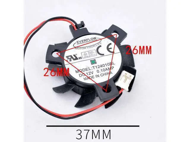 Alt view image 4 of 7 - T124010BL diameter 37mm hole pitch 26mm 12V 0.10A dual ball router heat sink cooling fan