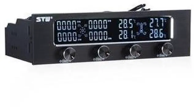 Alt view image 2 of 5 - 5.25 inch Fan Speed Controller 12V 4-channel fan speed controller drive bit CPU fan speed controller,4 channel 30W pwm temperature fan speed controller 5.25" cpu cooler fan controller Brushed alum