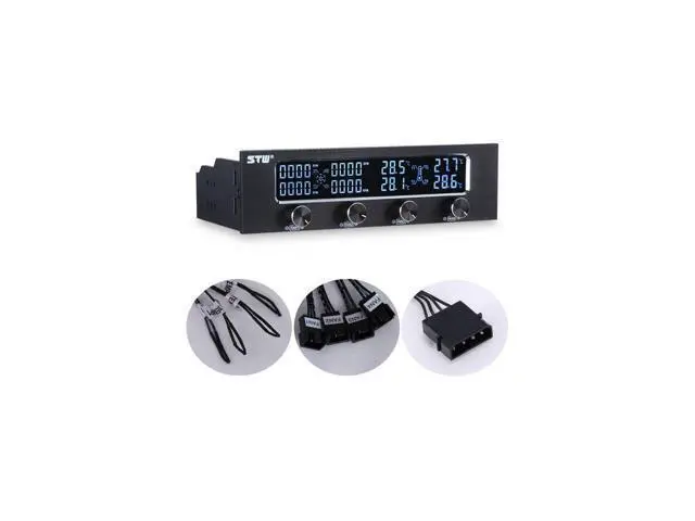 Alt view image 5 of 5 - 5.25 inch Fan Speed Controller 12V 4-channel fan speed controller drive bit CPU fan speed controller,4 channel 30W pwm temperature fan speed controller 5.25" cpu cooler fan controller Brushed alum