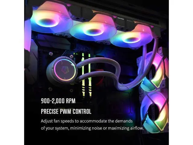 Alt view image 7 of 7 - ID-COOLING DF-12025-ARGB Trio Snow Case Fan CPU Cooling Fan Addressable RGB Case Fan 5V ARGB MB Aura Sync PWM Fan for CPU Cooler/Radiator/PC Chassis