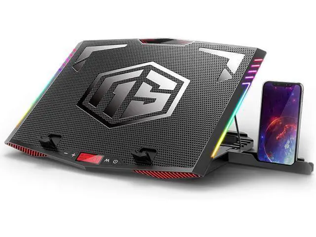 Main image of MeFee RGB Laptop Cooling Pad for 15.6-21 Inch Professional Gaming Laptop Cooler with 6 Quiet Fans and Button Control, Pure Metal Panel Portable Cooler