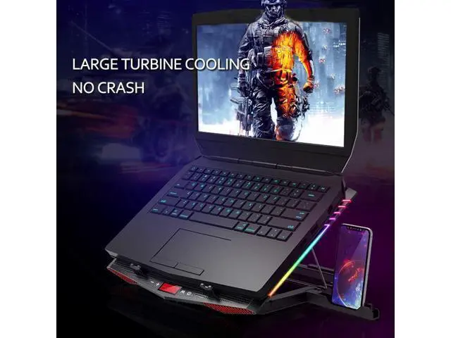Alt view image 7 of 7 - MeFee RGB Laptop Cooling Pad for 15.6-21 Inch Professional Gaming Laptop Cooler with 6 Quiet Fans and Button Control, Pure Metal Panel Portable Cooler