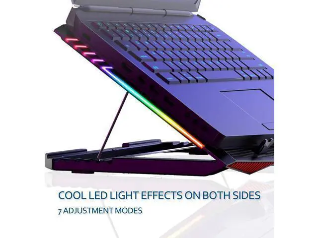 Alt view image 5 of 7 - MeFee RGB Laptop Cooling Pad for 15.6-21 Inch Professional Gaming Laptop Cooler with 6 Quiet Fans and Button Control, Pure Metal Panel Portable Cooler