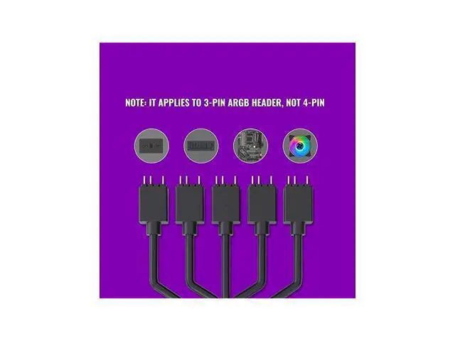 Alt view image 6 of 7 - Master 1-to-5 ARGB Splitter Cable / 5V - Support 3-pin Addressable RGB - LED Sync Cable for MasterFan/MasterLiquid ARGB Series Support(ARGB 1-to-5 Splitter)