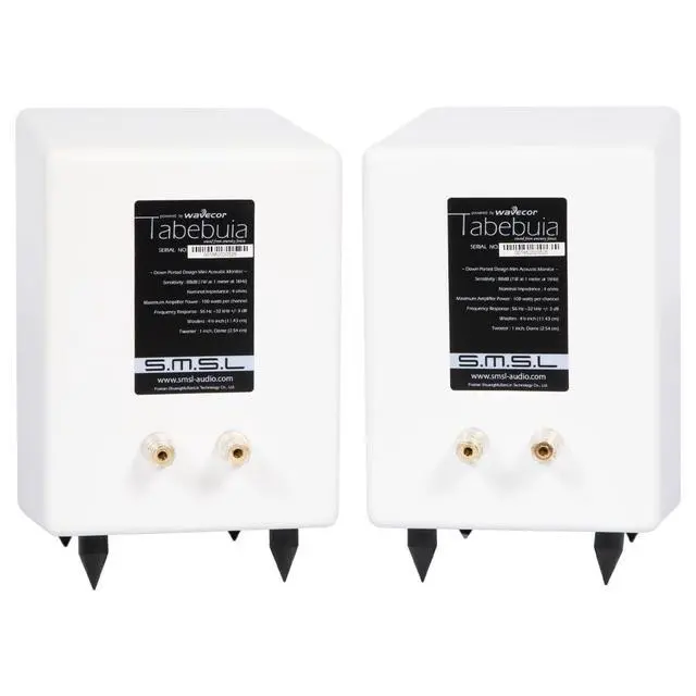 Alt view image 3 of 7 - SMSL Bookshelf Speakers Tabebuia, Studio Hi-Fi Speakers for Home Audio Wavecor Custom Drivers, 100 Watts Per Channel, Audiophile HIFI Two-Way Bookshelf Desktop Surround Passive Speaker, White(Pair)