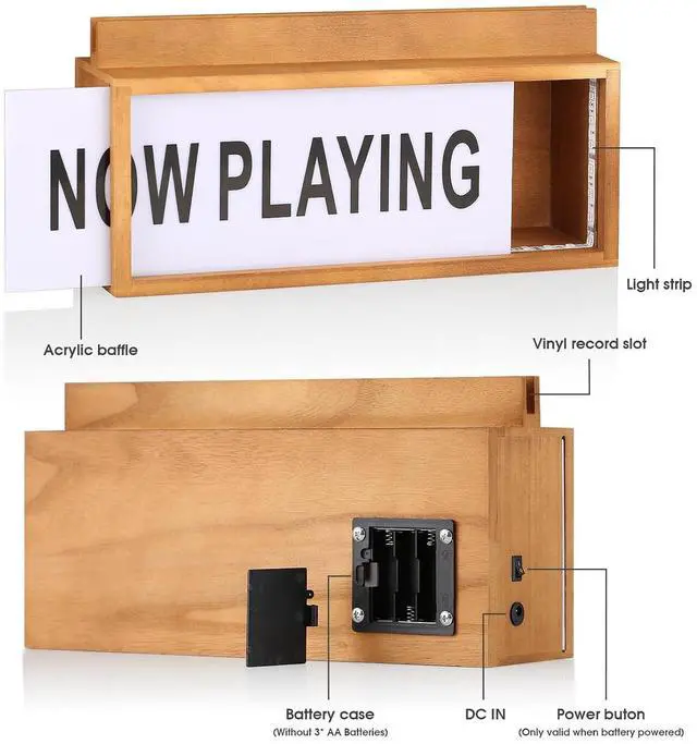 Alt view image 6 of 7 - Wooden Vinyl Record Stand LP Albums Display Storage Holder LED Night Light