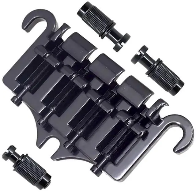 Main image of 3 Point 4 String Bass Bridge Tailpiece Zinc Alloy Bridges With Saddle Replacement Parts for Gibson Style Bass(Black)