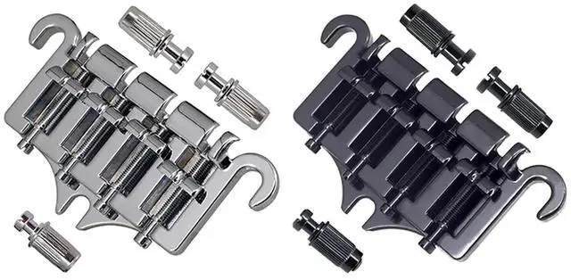 Alt view image 5 of 6 - 3 Point 4 String Bass Bridge Tailpiece Zinc Alloy Bridges With Saddle Replacement Parts for Gibson Style Bass(Black)