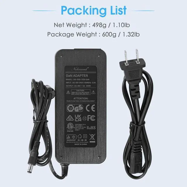 Alt view image 7 of 7 - 48V5A GaN Power Supply: High-Efficiency 240W DC Adapter for Home Amplifiers & Audiophile Audio Systems (FCC/CE/RoHS Certified)