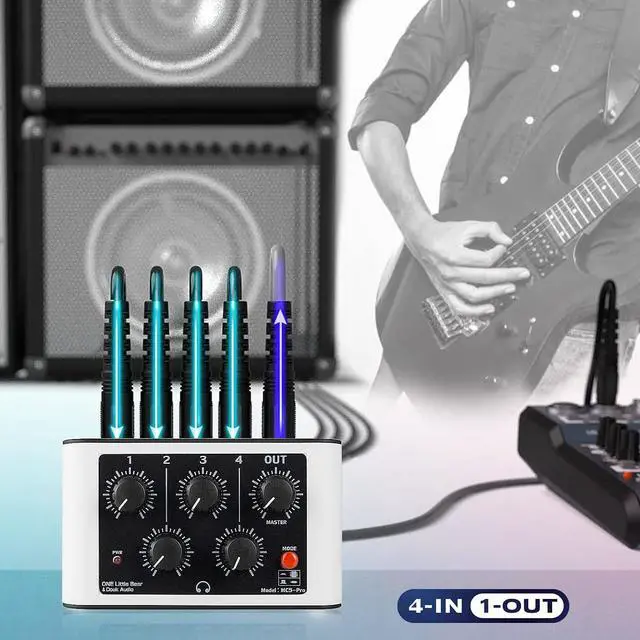 Alt view image 3 of 7 - Mini Stereo 4 Channel Line Mixer Headphone Monitoring Club Live Studio Recording