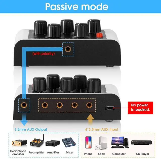 Alt view image 4 of 7 - Mini Stereo 4 Channel Line Mixer Headphone Monitoring Club Live Studio Recording