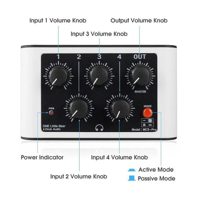 Alt view image 6 of 7 - Mini Stereo 4 Channel Line Mixer Headphone Monitoring Club Live Studio Recording