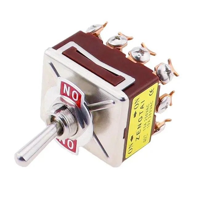 Alt view image 6 of 7 - LIHUA 1PCS E-Ten 403 High-end Rocker Button Switch 12Pin ON-Off-ON Silver Contact Copper Pin 12mm 250V 15A Rocker Toggle Switch(E-Ten 403 ON-Off-ON)