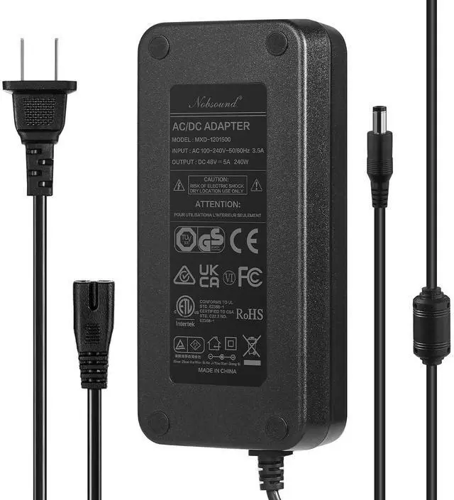 Main image of 240W 48V/5A Power Supply: AC 100-240V Adapter for Amplifiers, Speakers, 5.5x2.5mm Plug & FCC/CE Certified