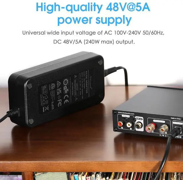 Alt view image 2 of 7 - 240W 48V/5A Power Supply: AC 100-240V Adapter for Amplifiers, Speakers, 5.5x2.5mm Plug & FCC/CE Certified