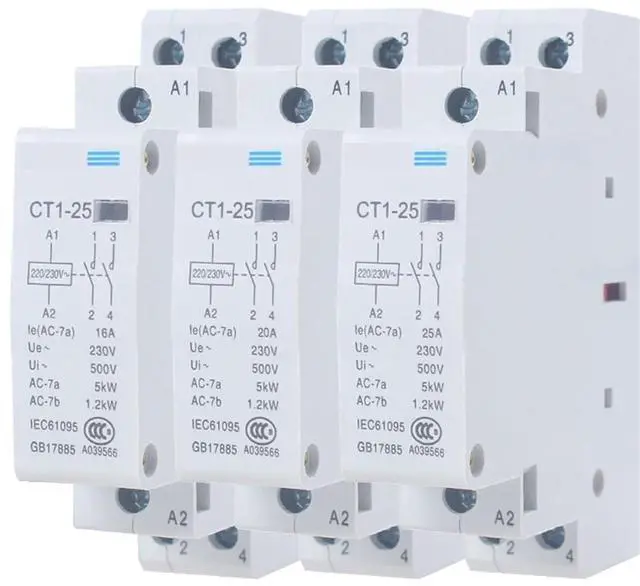 Main image of CT1 CT1-25 2P 16A 25A 20A 230v 50or60HZ Din Rail Household AC Contacto 1Pcs(2P 1NO1NC-25A)