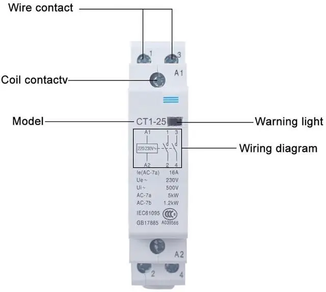 Alt view image 5 of 5 - CT1 CT1-25 2P 16A 25A 20A 230v 50or60HZ Din Rail Household AC Contacto 1Pcs(2P 1NO1NC-25A)