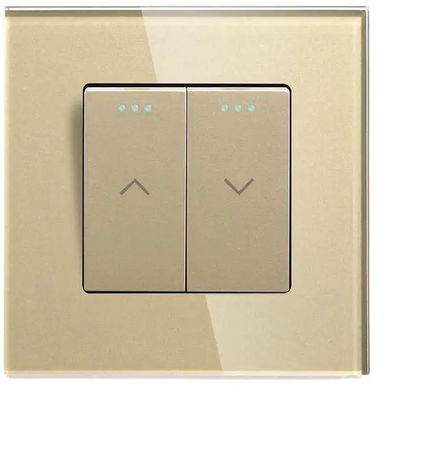 Main image of Mechanical Curtain Switch Electric Roller Shutter Switch Push Button Wall Blinds Switch Glass Frame(White)