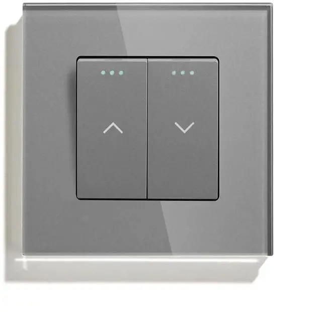 Alt view image 3 of 3 - Mechanical Curtain Switch Electric Roller Shutter Switch Push Button Wall Blinds Switch Glass Frame(White)