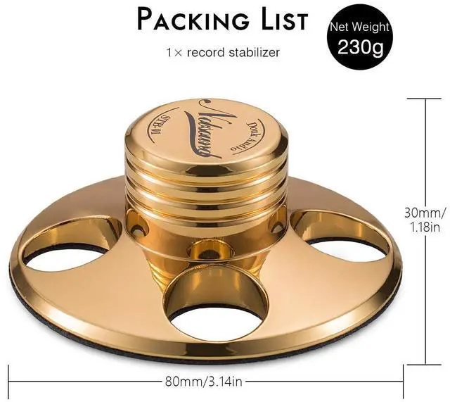 Alt view image 4 of 7 - STB-01 LP Vinyl Turntables Metal Disc Stabilizer Record Weight HiFi (Gold)
