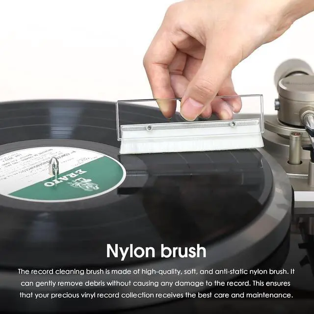 Alt view image 3 of 7 - Record Cleaning Brush Anti-Static Nylon Bristles for LP Vinyl Maintenance, Turntable Player Accessory (R32D)
