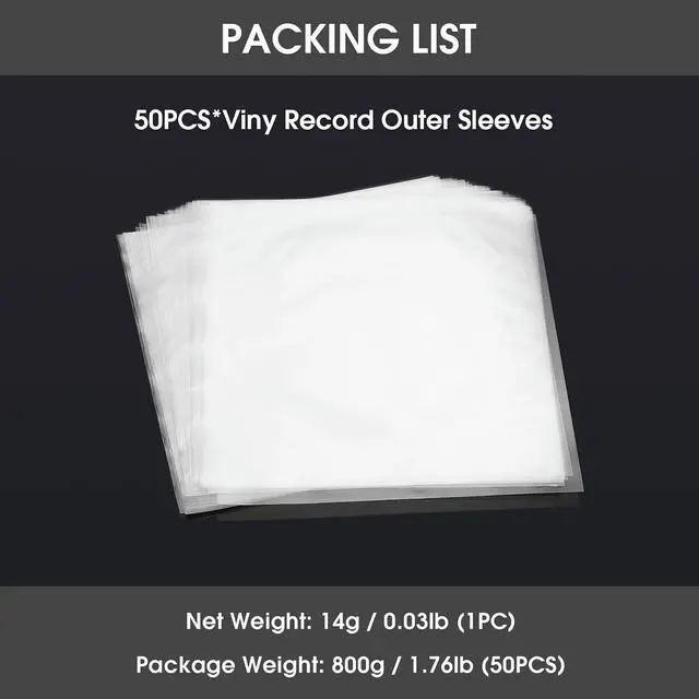 Alt view image 7 of 7 - 50PCS 12'' LP Vinyl Record Plastic Outer Sleeves Anti-Static Protection Covers