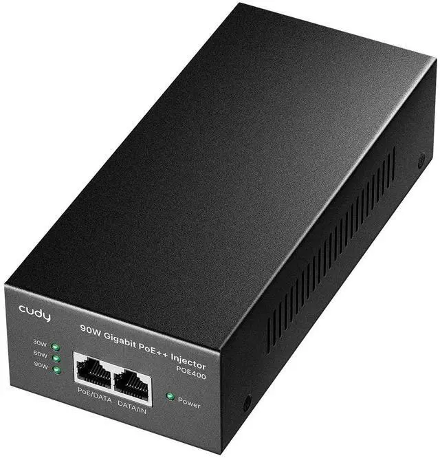 Main image of POE400 90W Gigabit Ultra PoE++ Injector Adapter, IEEE 802.3 bt /802.3at/802.3af Compliant, Up to 90W Ultra Power Supply, 10/100/1000Mbps Shielded RJ-45, Plug & Play, Metal housing
