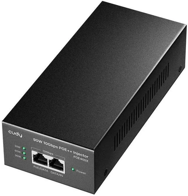 Main image of POE400X 90W 10G Ultra PoE++ Injector Adapter, 802.3bt /802.3at/802.3af Compliant, Up to 90W Ultra Power Supply, 10Gbps Shielded RJ-45, Plug & Play, Metal housing