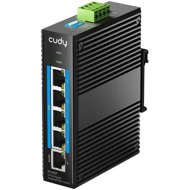 Main image of 5-Port Gigabit PoE Industrial Network Switch, 802.3af/at PoE, DIN-Rail IP40, Polarity Reverse & Short Circuit Protection, Broadcast Storm Prevention, IG1005P (Power Supply Not Included)