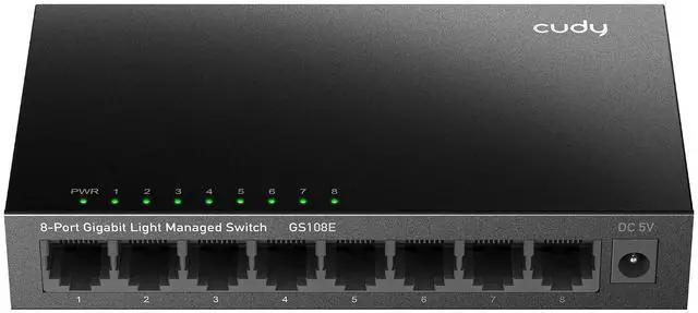 Main image of 8 Port Gigabit Switch, Easy Smart Managed, Plug & Play Desktop/Wall-Mount, Sturdy Metal w, Support QoS, Vlan, IGMP and DHCP, GS108E