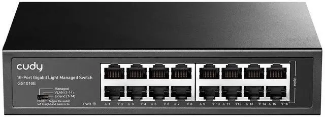 Main image of GS1016E 16 Port Light Smart Managed Gigabit Switch Plug & Play, Sturdy Metal w/Shielded Ports QoS, VLAN, IGMP LAG, Rack-Mountable Steel Case