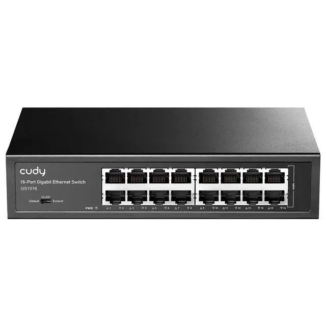 Main image of GS1016 Switch 16 Ports Gigabit, Desk/Rackable, Metal Housing, Energy Efficient, Fanless, Plug and Play