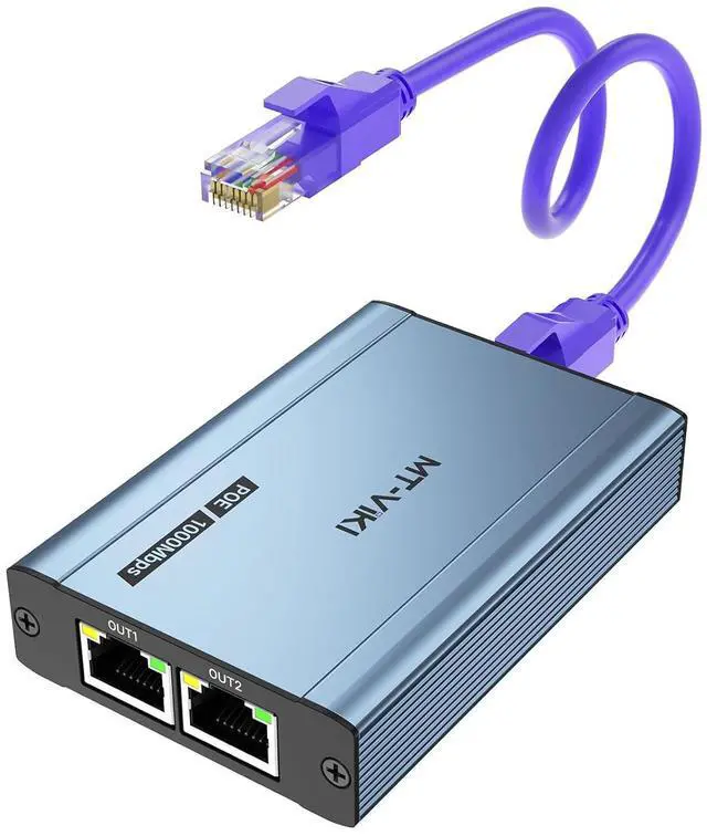 Main image of Upgraded 1 to 2 1000Mbps Ethernet Splitter, No Power Supply Required, Dual RJ45 Splitter for Cat5e/6/7/8 Cable, Works with POE IP Camera, POE Switch and More