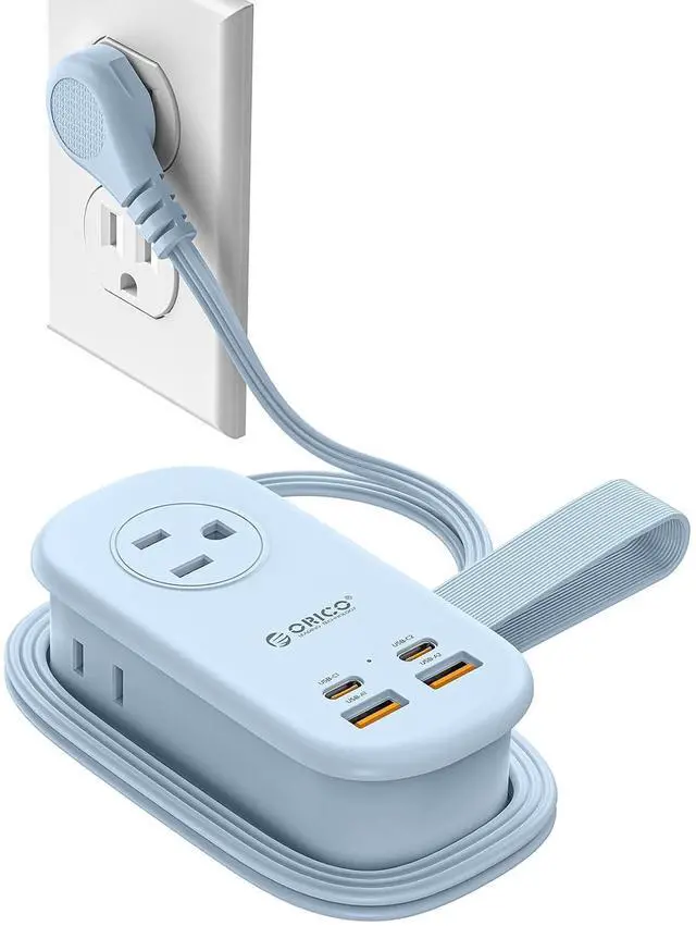 Main image of 65W GaN Travel Power Strip with 7-in-1 Charging Ports (3 AC Outlets/2 USB-A/2 USB-C), Flat Plug and 4FT Extension Cord, Fast Charger for MacBook Pro/Air, iPad Pro, iPhone 17/16/15- AP3