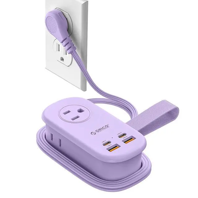 Main image of 65W GaN Travel Power Strip with 7-in-1 Charging Ports (3 AC Outlets/2 USB-A/2 USB-C), Flat Plug and 4FT Extension Cord, Fast Charger for MacBook Pro/Air, iPad Pro, iPhone 17/16/15- AP3