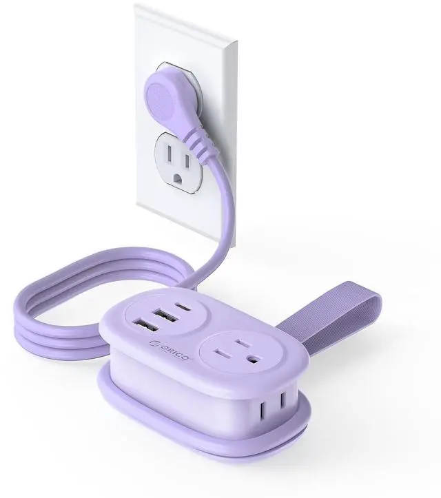 Main image of Cruise Approved Power Strip for Travel, 5 in 1 Extension Cord with 2 AC Outlets 2 USB-A and 1 USB-C Ports, 3.7 ft Flat Plug Wrapped Around Power Strip for Cruise Office, Hotel, Home- AP3