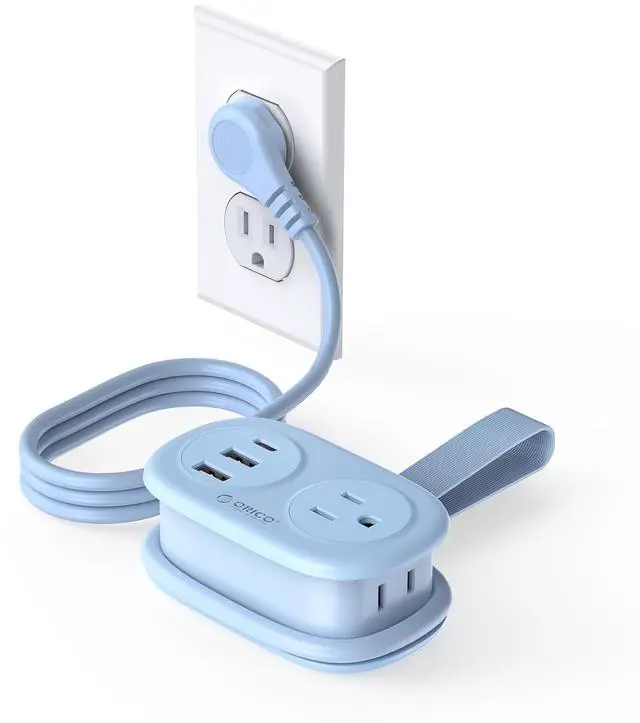 Main image of Cruise Approved Power Strip for Travel, 5 in 1 Extension Cord with 2 AC Outlets 2 USB-A and 1 USB-C Ports, 3.7 ft Flat Plug Wrapped Around Power Strip for Cruise Office, Hotel, Home- AP3