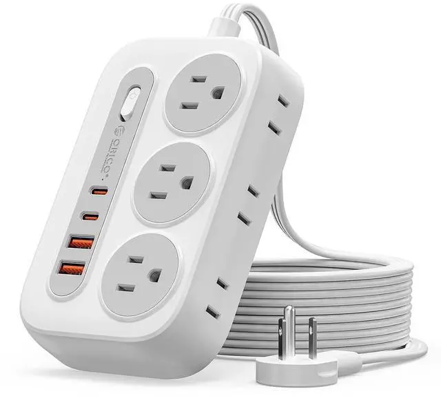 Main image of Surge Protector Power Strip, PD20W Multiple Outlets Extension Cord with 6 AC Outlets and 4 USB Charging Ports (2 USB-C), Flat Plug, 10Ft Mountable Outlet Extender for Office/Dorm ETL Listed- OG