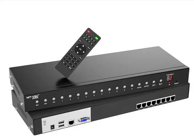 Main image of 8 Port KVM Switch Rack Mount Over CAT6 Cable, HDMI/VGA CAT7 KVM Console USB HDMI/VGA to CAT6 Dongle Not Included