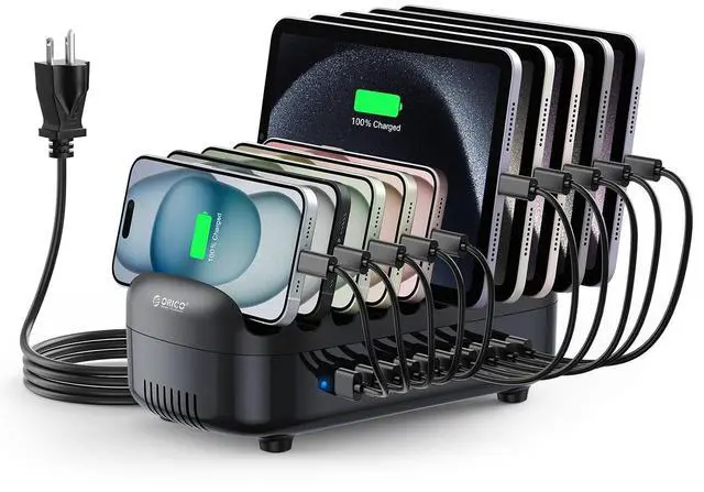 Main image of 120W Charging Station for Multiple Devices, 10-Ports USB Charging Docking Organizer Station, Multi USB Charging Station Compatible with iPad, Tablet, Kindle, Airpods and Cell Phone
