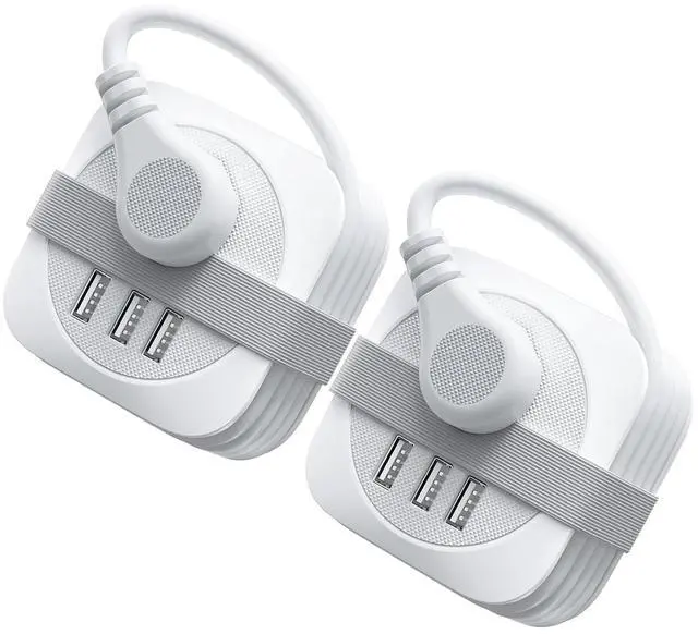 Main image of 2 Pack Travel Power Strip with USB Ports, Small Extension Cord 3 USB Ports 2 Outlets 4 Ft Wrapped Around, Compact and Portable Travel Essentials Cruise Ship Accessories Must Haves, White